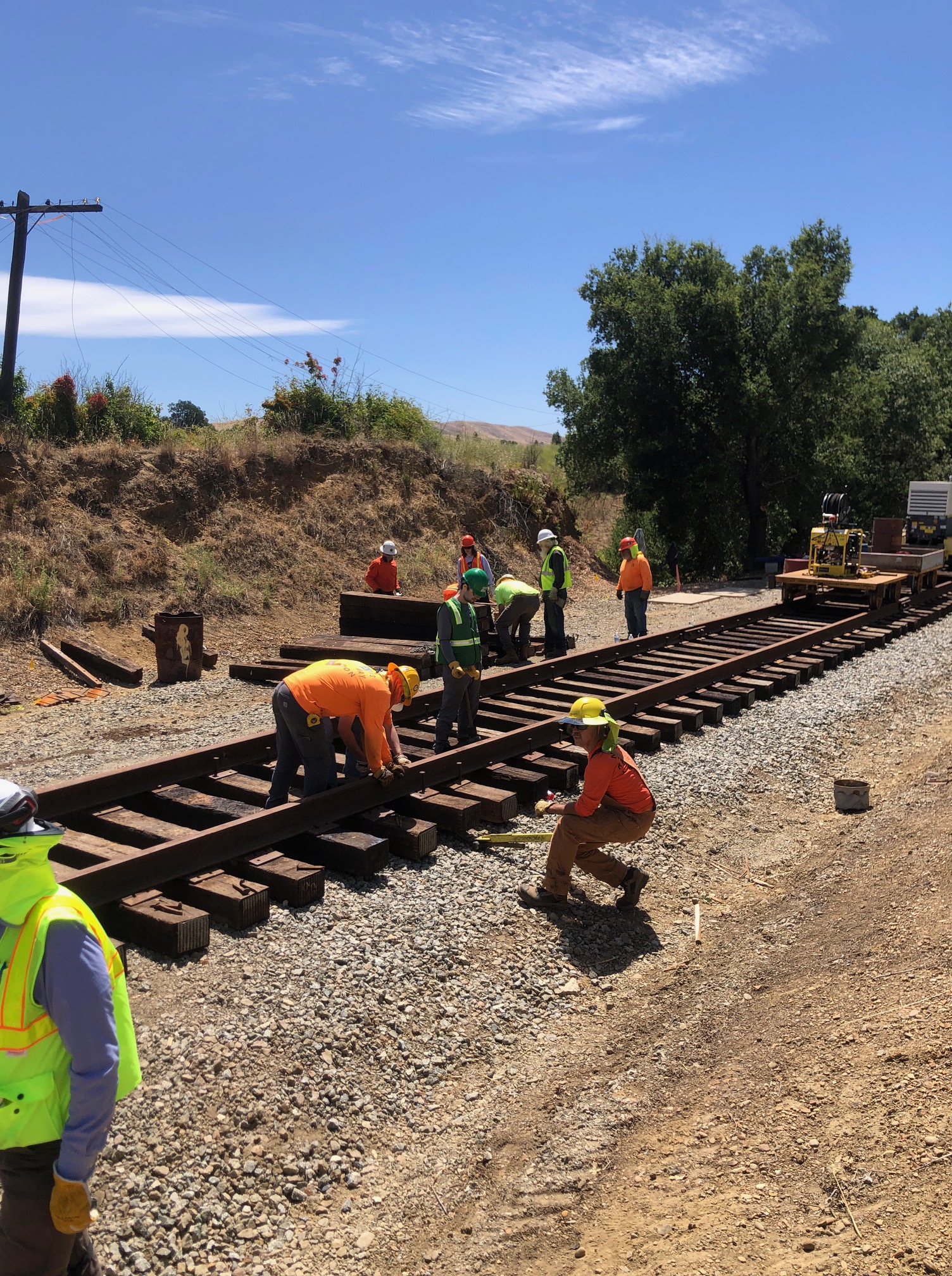 Train track volunteering at Niles Canyon Railway